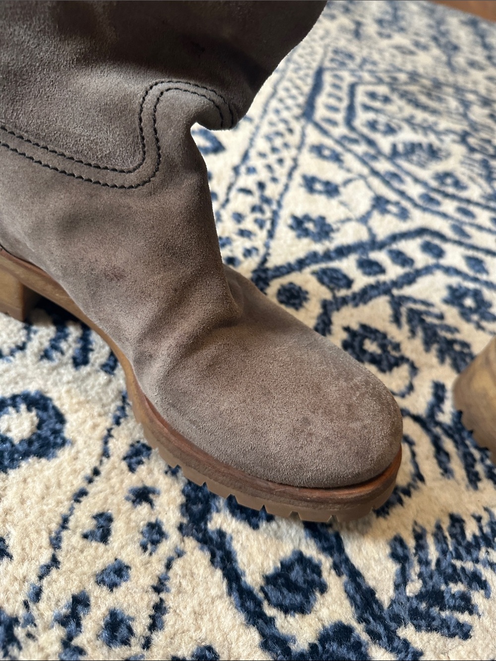 Prada Taupe Suede Mid-Calf Boots - Picture 11 of 14